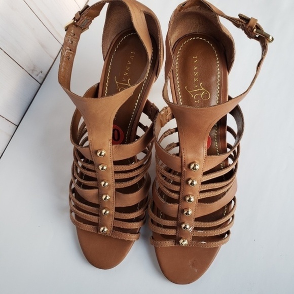 Ivanka Trump Studded Strappy Heels Brown Size 10 - Picture 5 of 7